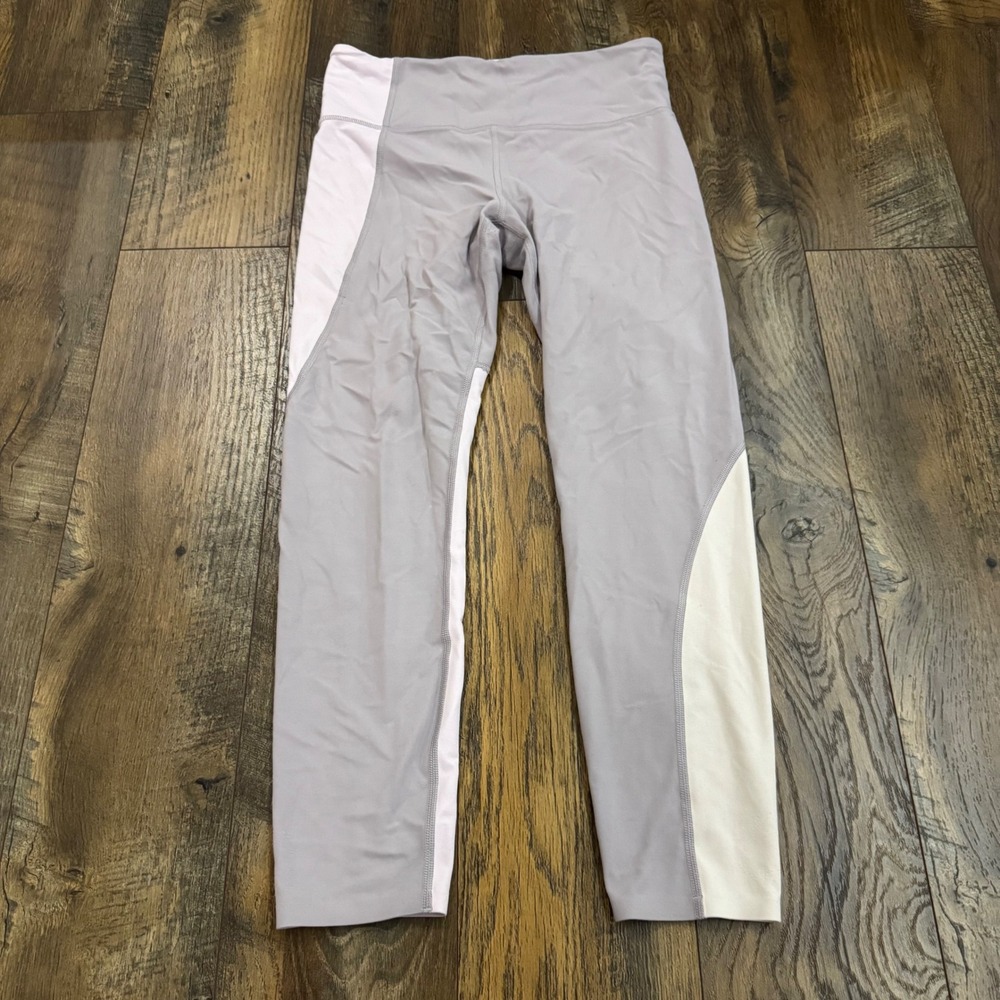 Athleta Womens Colorblock 7/8 Leggings Grey Lavender High Rise Yoga Pants Size M